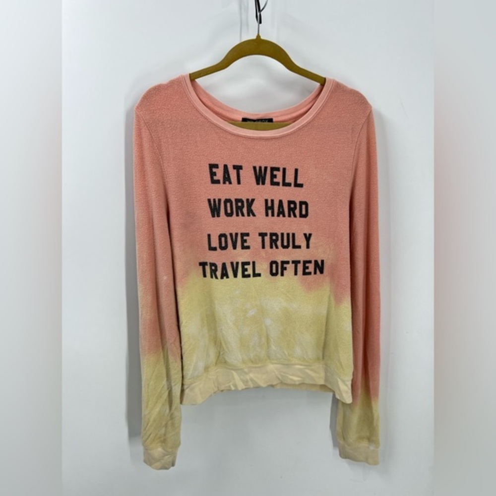 Wild fox tie dye eat, well work hard love truly travel often sweatshirt L